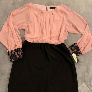 Blush pink and black dress